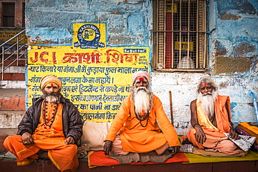 Sadhus (Indian Holy Men) in Varanasi, Uttar Pradesh, India, Asia