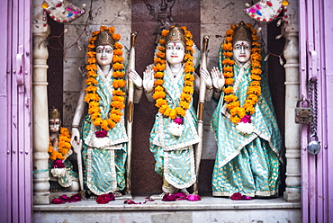 Hindu statues at a temple in Lucknow, Uttar Pradesh, India, Asia