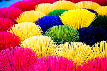 Colourful multicoloured incense sticks in Hue, Vietnam, Indochina, Southeast Asia, Asia