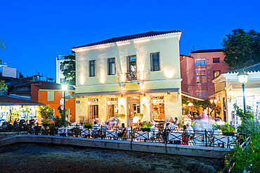 Restaurant at night, Plaka District, Athens, Attica Region, Greece, Europe