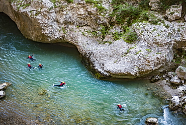 Canyoning in Verdon Gorge (Grand Canyon du Verdon), Alpes de Haute Provence, South of France, Europe