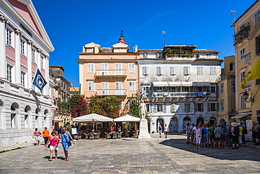 Public square in old town of Corfu, Corfu Island, Ionian Islands, Greece, Europe