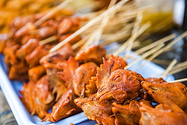 Chicken heads for sale at Ywama Market, Inle Lake, Shan State, Myanmar (Burma)