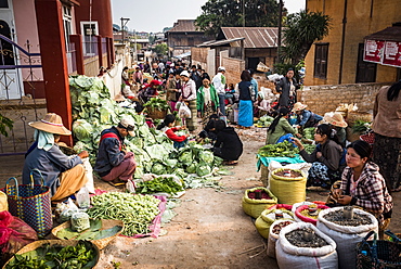 Fruit and vegetable market at Pindaya, Shan State, Myanmar (Burma)