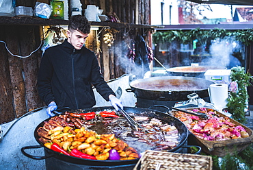 Traditional Romanian food in Bran market, Transylvania, Romania, Europe