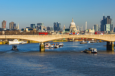 St. Pauls Cathedral, River Thames and City of London, London, England, United Kingdom, Europe