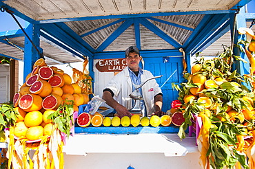 Fresh orange juice vendor, Essaouira, formerly Mogador, Morocco, North Africa, Africa