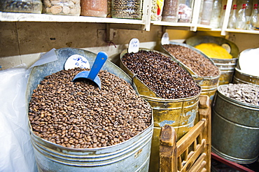 Coffee beans for sale in the souks of Marrakech, Morocco, North Africa, Africa 