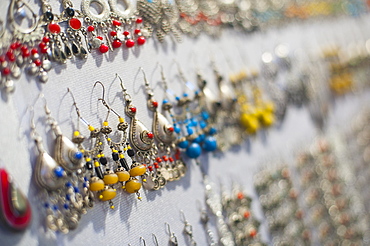 Earrings for sale in Place Djemaa El Fna Square, Marrakech, Morocco, North Africa, Africa 