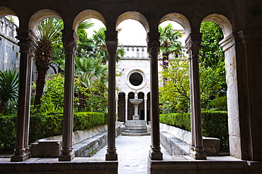 Courtyard inside Franciscan Monastery-Museum, Dubrovnik Old Town, UNESCO World Heritage Site, Dubrovnik, Croatia, Europe
