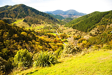 Landscape taken from the centre of New Zealand, Nelson Hill, Nelson, South Island, New Zealand, Pacific 