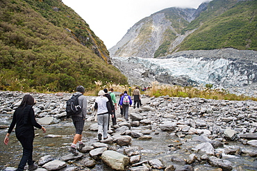 Tourists on Fox Glacier trek, Westland National Park, UNESCO World Heritage Site, South Island, New Zealand, Pacific 