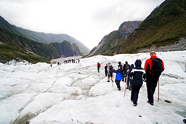 Tourists on Fox Glacier, Westland National Park, UNESCO World Heritage Site, South Island, New Zealand, Pacific 