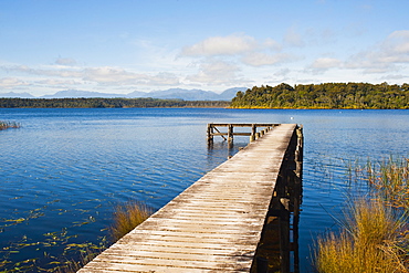 Pier at Lake Mahinapua, West Coast, South Island, New Zealand, Pacific 