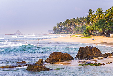 Tropical Midigama Beach, near Weligama on the South Coast of Sri Lanka, Indian Ocean, Asia