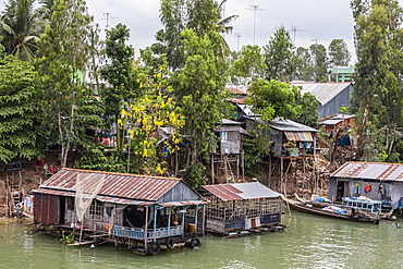 Daily Vietnamese river life on the Tan Chau Canal, Mekong River Delta, Vietnam, Indochina, Southeast Asia, Asia