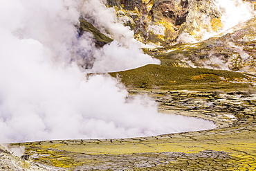 The caldera floor of an active andesite stratovolcano on White Island, North Island, New Zealand, Pacific