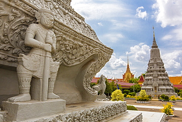 Stupas in front of the Silver Pagoda in the Royal Palace, in the capital city of Phnom Penh, Cambodia, Indochina, Southeast Asia, Asia 