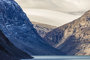 Snow-capped peaks and glaciers in Icy Arm, Baffin Island, Nunavut, Canada, North America 