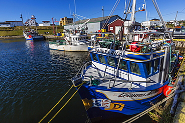 Fishing vessels inside the harbor at Bonavista, Newfoundland, Canada, North America