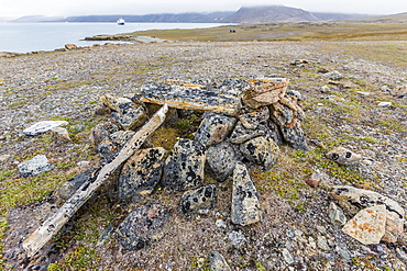 Thule house remains in Dundas Harbour, Devon Island, Nunavut, Canada, North America