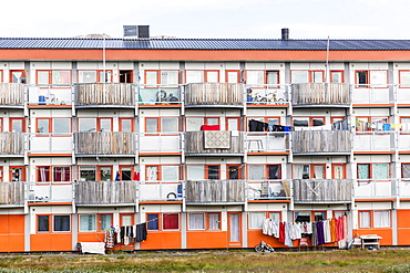 Government built housing for native people in Sisimiut, Greenland, Polar Regions