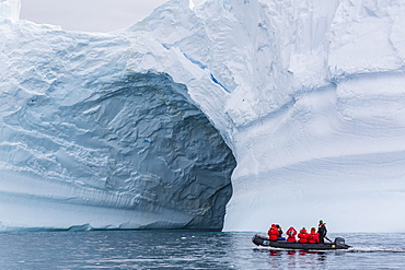 Lindblad guests from the National Geographic Explorer on a Zodiac cruise in Cierva Cove, Antarctica, Polar Regions