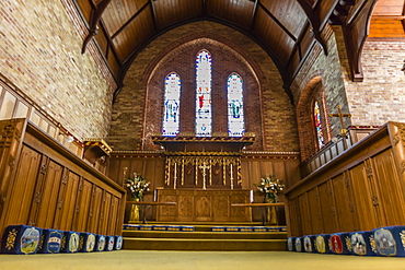 Interior view of the Anglican Church in Stanley, Falkland Islands, UK Overseas Protectorate, South America
