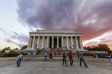 Exterior view of the Lincoln Memorial at sunset, Washington D.C., United States of America, North America