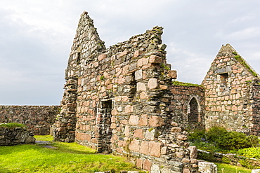 The abandoned ruins of the old nunnery on Iona Island, western Outer Hebrides, Scotland, United Kingdom, Europe