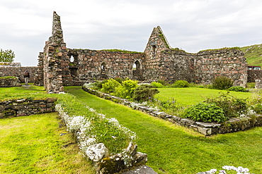 The abandoned ruins of the old nunnery on Iona Island, western Outer Hebrides, Scotland, United Kingdom, Europe