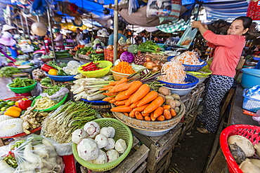 Fresh produce at local market in Chau Doc, Mekong River Delta, Vietnam, Indochina, Southeast Asia, Asia