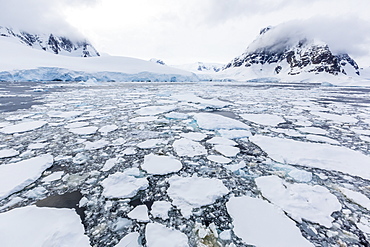 Ice floes choke the waters of the Lemaire Channel, Antarctica, Polar Regions