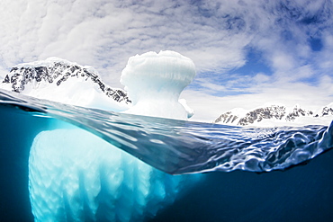 Above and below water view of Danco Island, Errera Channel, Antarctica, Polar Regions