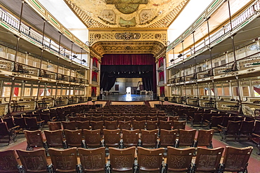 Interior view of the Teatro Tomas Terry (Tomas Terry Theatre), opened in 1890 in the city of Cienfuegos, UNESCO World Heritage Site, Cuba, West Indies, Caribbean, Central America