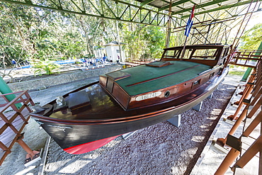 Ernest Hemingway's boat named Pilar at Finca Vigia (Finca La Vigia), in San Francisco de Paula Ward in Havana, Cuba, West Indies, Central America