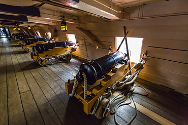 The HMS Victory, Lord Nelson's flagship at the Battle of Trafalgar, now a museum ship in Portsmouth, Hampshire, England, United Kingdom, Europe