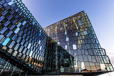 Exterior view of Harpa, a concert hall and conference centre in Reykjavik, Iceland, Polar Regions