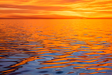 Beautiful sunset light reflected on a calm ocean near Isla San Marcos, Baja California Sur, Mexico, North America