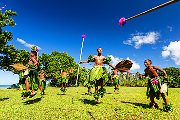 Children from the township of Waitabu perform traditional dance on Taveuni Island, Republic of Fiji, South Pacific Islands, Pacific