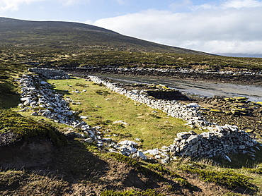 The remains of the British Garrison established at Port Egmont in 1765 on Saunders Island, Falkland Islands, South Atlantic Ocean