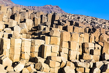 Columnar basalt, Vikingbukta (Viking Bay), Scoresbysund, Northeast Greenland, Polar Regions