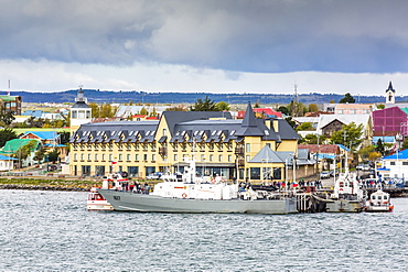 The harbor town of Puerto Natales, Patagonia, Chile, South America