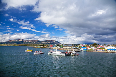 The harbour town of Puerto Natales, Patagonia, Chile, South America