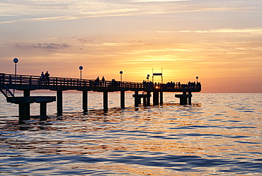 Pier at sunset, Seaside resort of Rerik, Mecklenburg-Western Pomerania, Germany