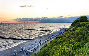 Baltic sea beach in the seaside resort of Nienhagen at sunrise, Mecklenburg-Western Pomerania, Germany