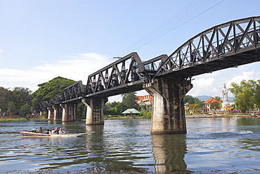 Legendary bridge over the river Kwai, Kanchanaburi, Kanchanaburi Province, Thailand, Asia