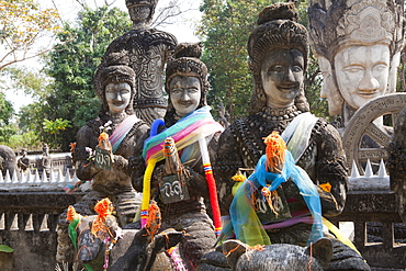 Buddhistic sculptures in Sala Kaeo Ku Park near Nong Khai at the Mekong River, Isan region, Northeast of Thailand, Asia