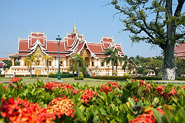 Pha That Luang Temple in Vientiane, capital of Laos, Asia