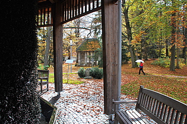 Spa gardens in Autumn, Bad Woerishofen, Allgaeu, Swabia, Bavaria, Germany